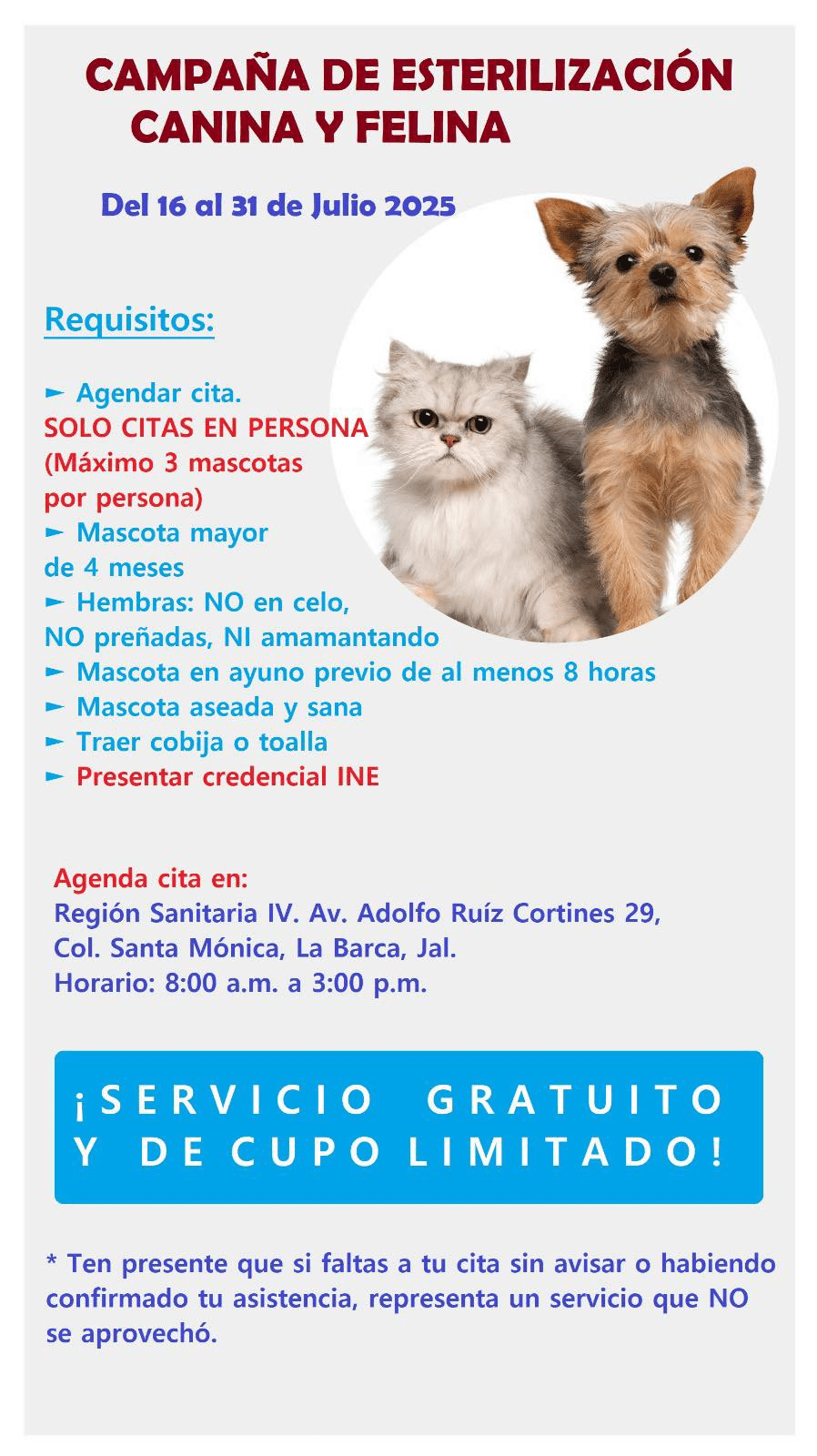 Campaña de Esterilización Gratuita en La Barca