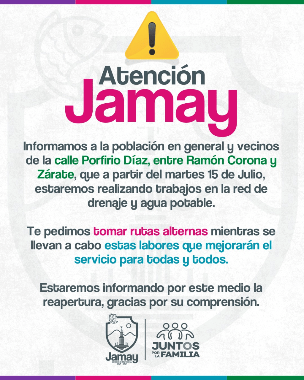 Inician trabajos en red de agua potable y drenaje en la calle Porfirio Díaz de&nbsp;Jamay