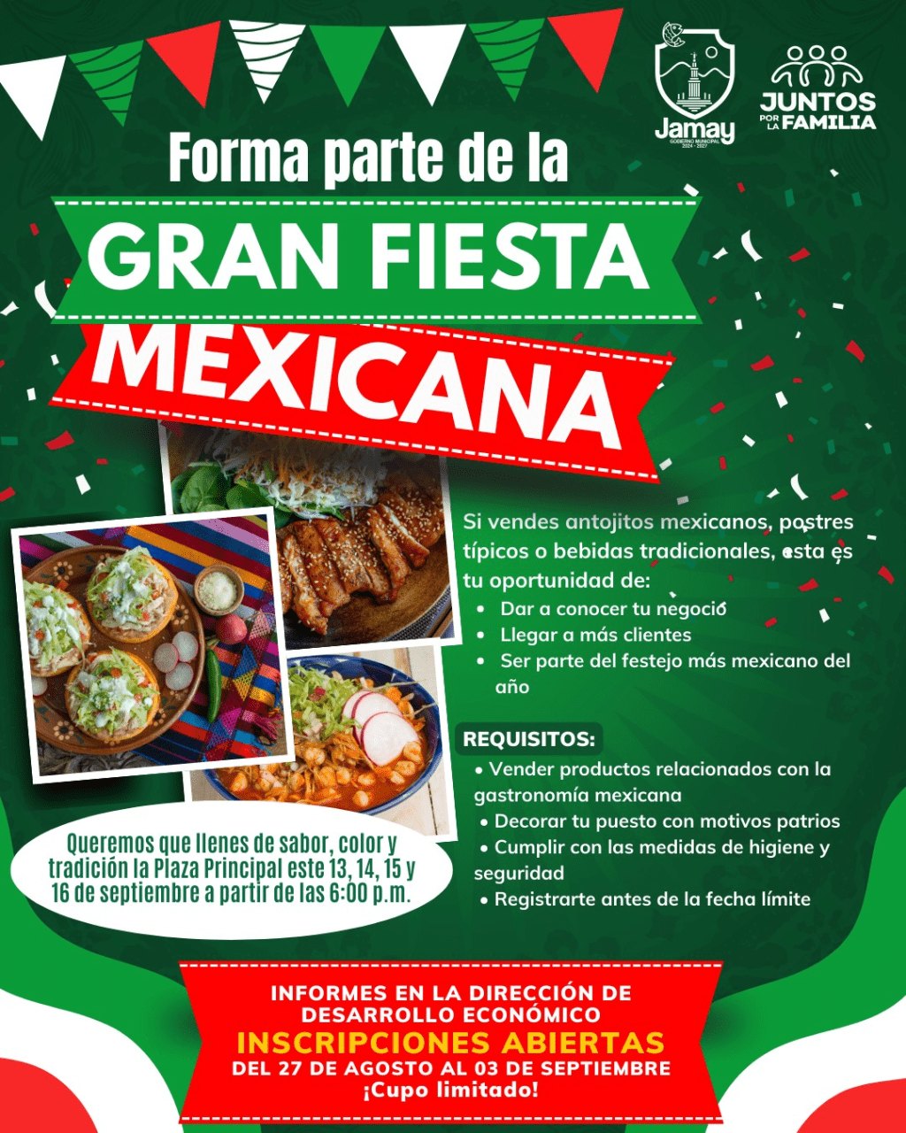 Jamay convoca a emprendedores gastronómicos para sumarse a la Gran Fiesta&nbsp;Mexicana