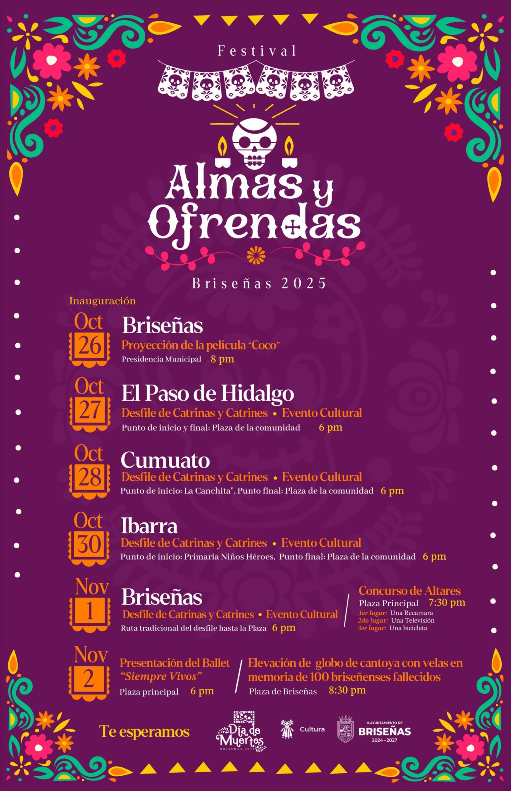 🕯️🎭 Briseñas se prepara para vivir el Festival de Almas y Ofrendas&nbsp;2025