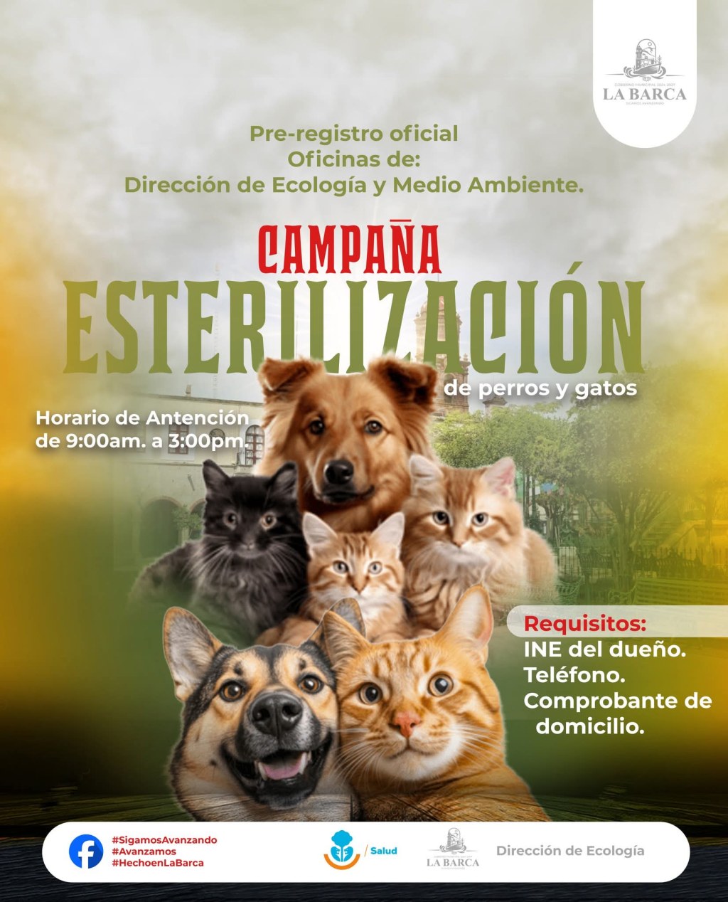 🐾 Campaña de Esterilización: Abierto el Pre-registro en la Presidencia Municipal de La&nbsp;Barca