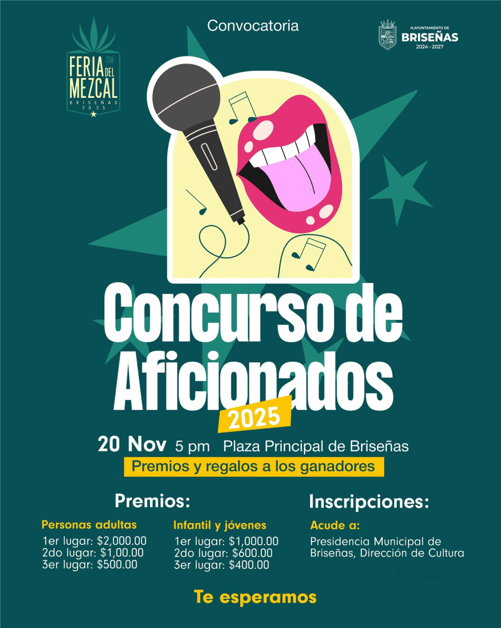 Briseñas abre convocatoria para el Concurso de Aficionados 2025&nbsp;🎤✨
