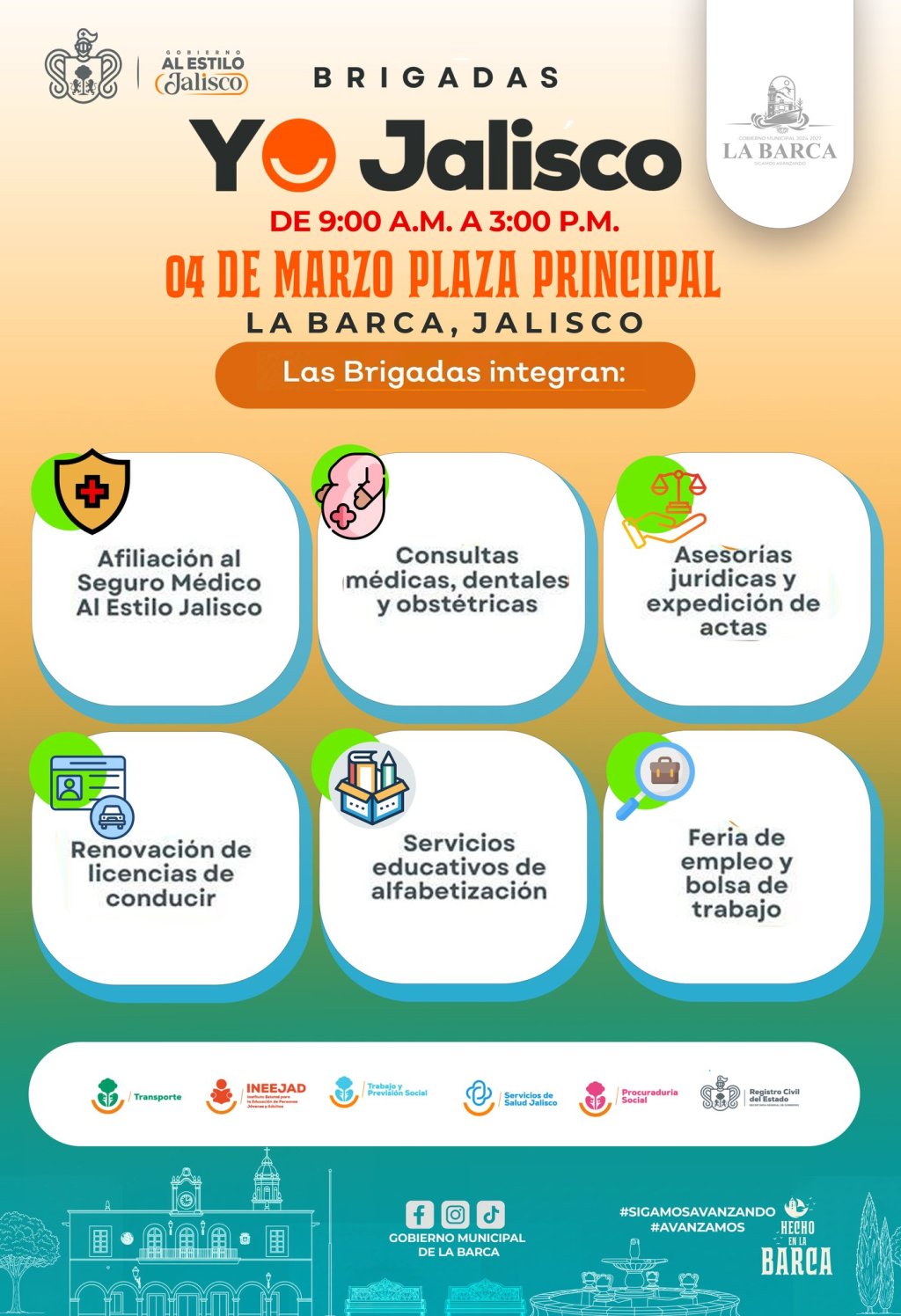 Gobierno Municipal de La Barca anuncia llegada de las Brigadas “Yo Jalisco” a la plaza principal