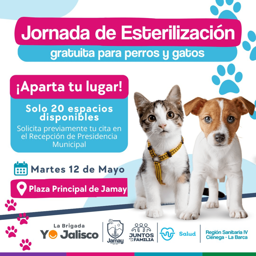 Jamay anuncia jornada gratuita de esterilización de&nbsp;mascotas