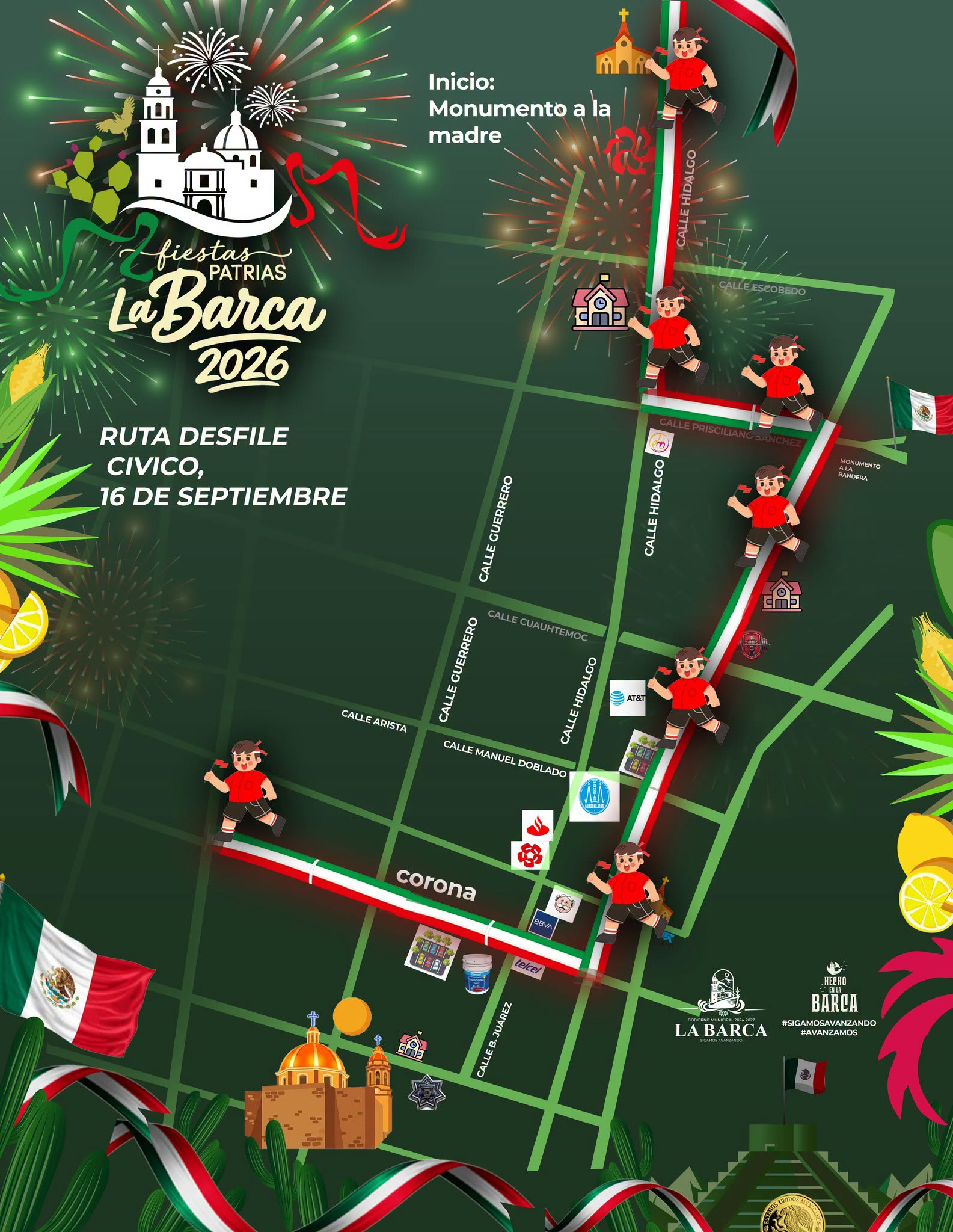 Anuncian ruta oficial y operativo vial para el Desfile Cívico del 16 de Septiembre en La Barca